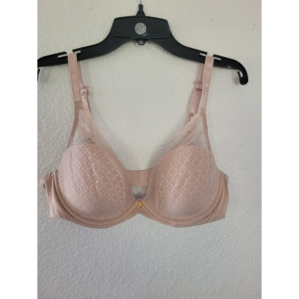 Chantelle C Magnifique‎ Sexy Underwire Bra 38B Blush Pink Lace Adjust Straps #12